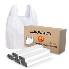 Plastic Bags - 300 Pack 11.5'X 6.5" X 21' with Handles for Small Business, Res