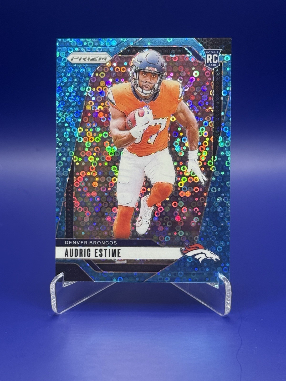 2024 Panini Prizm - Rookies Audric Estime #306 No Huddle Blue Prizm /99 (RC)