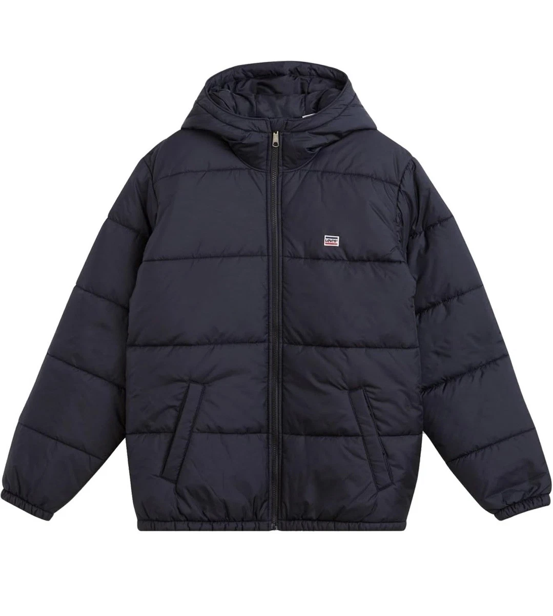 LEVI’S TELEGRAPH MID JACKET PUFFER BLACK MEN - HOODED WATER REPELLENT - M - BNWT