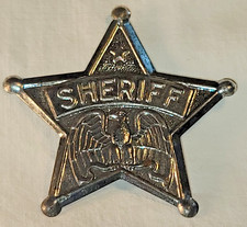Vintage TIN SHERIFF BADGE w EAGLE Pinback TOY nb