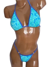 New exotic pole dancer costume 2 piece V back thong bikini A/B cup