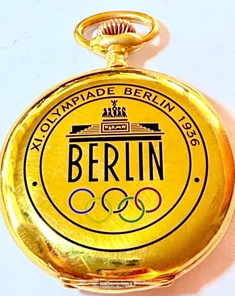 Antique German Alpina Pocket Watch 1936 Berlin Olympic Games Gilt
