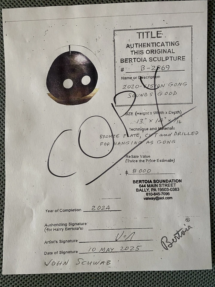 "Hermosa escultura original Harry Bertoia diseño Val Bertoia Sonambient 14""" Foto 4 de 4