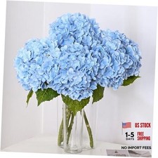 21in Hydrangea Artificial Flowers, Latex Real Touch Hydrangeas 3Pcs Blue