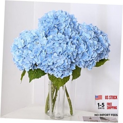  21in Hydrangea Artificial Flowers, Latex Real Touch Hydrangeas 3Pcs Blue
