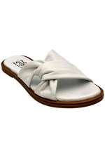 Miz Mooz Women's Leather Knotted Slide Sandals Fabio Ivory