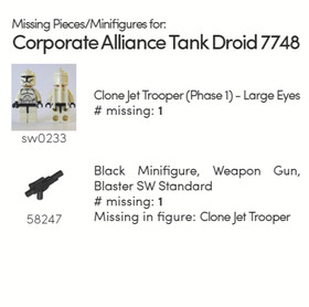Excellent condition LEGO Corporate Alliance Tank Droid (7748) 97% complete