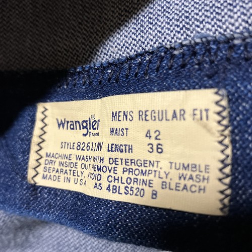 Vintage Wrangler Herrenjeans 42 x 36 blau normale Passform Denim hergestellt in den USA 82611NV kostenloser Versand - Bild 11 von 11
