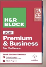 H R Block Tax Software PREMIUM BUSINESS State Fed Efile 2025 PC by EMAlL