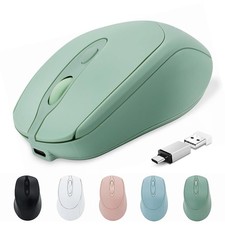 Bluetooth Wireless Mouse Silent Rechargeable USBC 3-in-1 BT5.2 2.4G Type-C