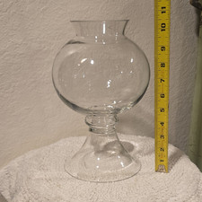 Vintage Seeded Blown Glass Pedestal Fish Bowl Terrarium Apothecary Footed Vase