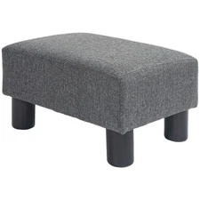 16” Cubed Modern Linen Fabric Pouf Footrest Ottoman Furniture Grey