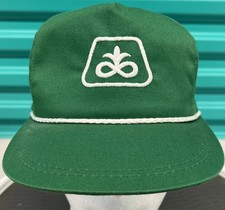 K Products Pioneer Seed Green Farm Hat White Braid Snapback Cap Vintage NO FOAM