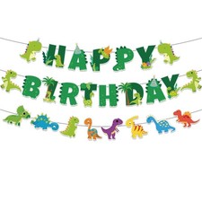 Dinosaur Happy Birthday Banner - Dino Garland with Cute Cartoon Style for Din...
