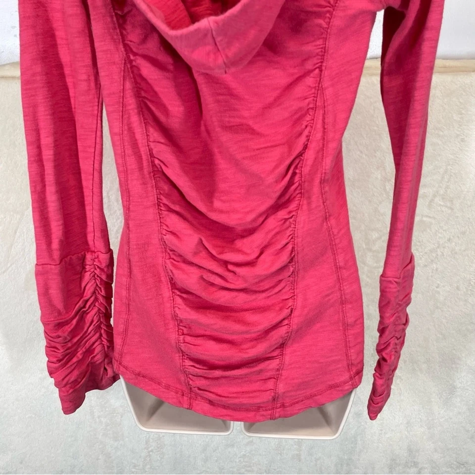 XCVI women’s  shirt long sleeve ruched cowl neck pink small hooded granola - Image 4 of 4