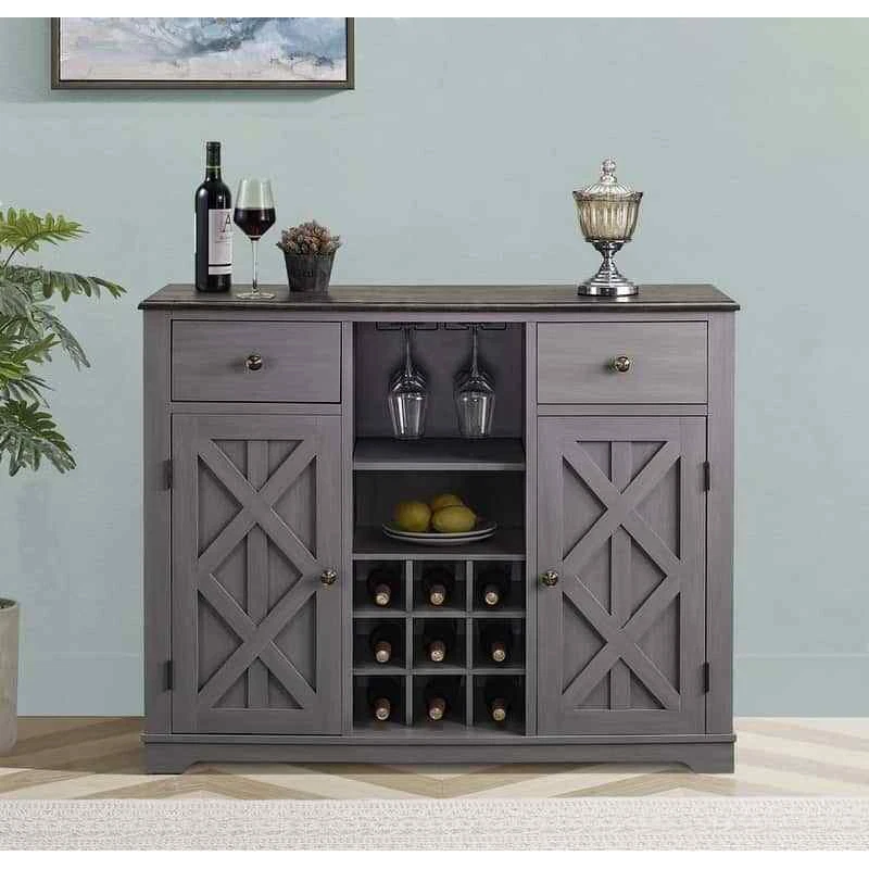 Buffet Sideboard Cabinet Credenza With Built in Wine Rack Bar in