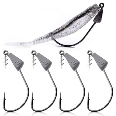  10~30Pcs Fishing Hook Jig Head Soft Lure Jig Head Hook with Spring Twist Lock