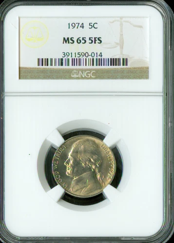 1974 JEFFERSON NICKEL NGC MS65 FS RARE  .