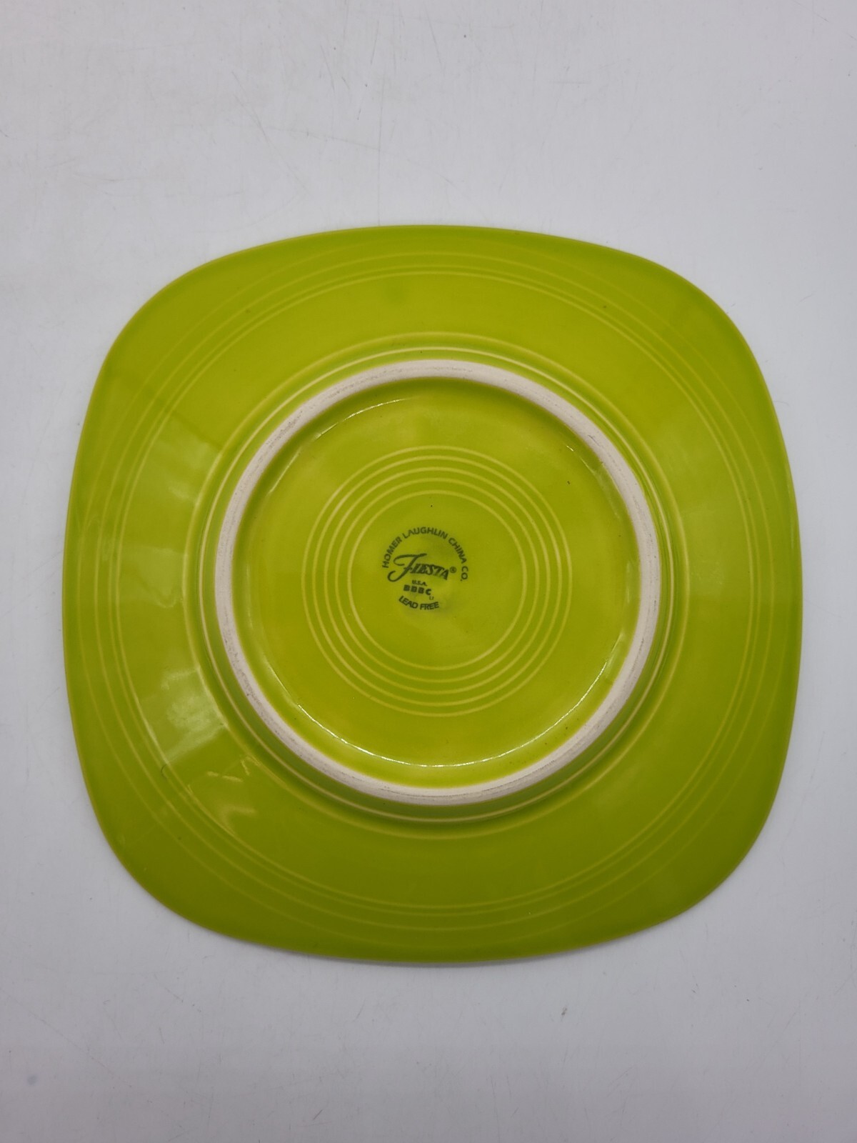 Vtg Fiestaware Lime Green Square Ceramic Rigged Design Lead Free Dinner