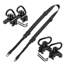 Tactical 2 Point Rifle Gun Sling Strap QD Push Button Sling Attachment Base Rail