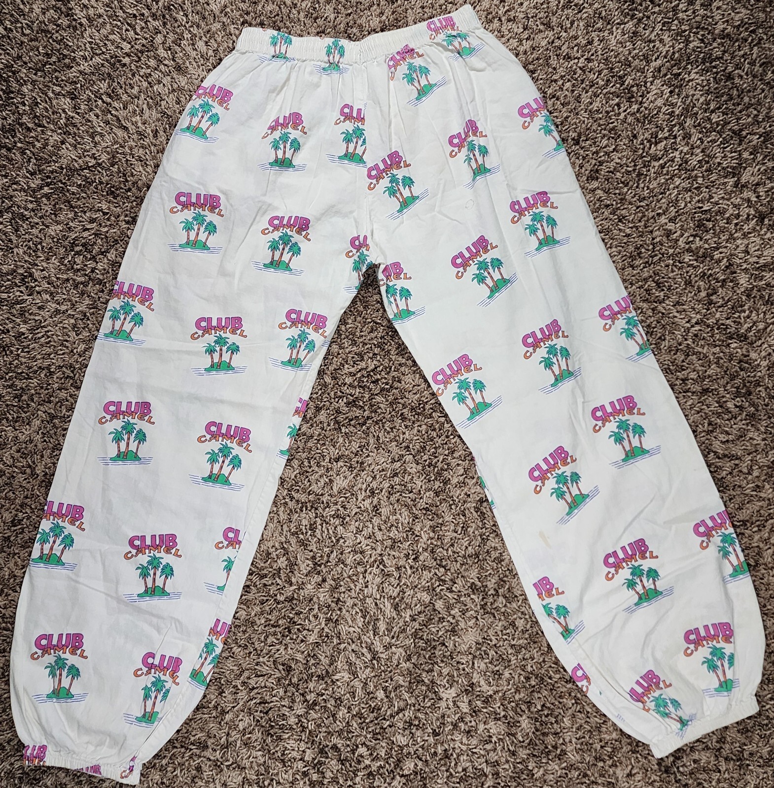 Vintage Club Camel Palm Tree Print Pajama Lounge Pants Sz 26-30