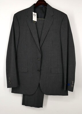 NWT POLO Ralph Lauren Gregory Wool Pinstripe Suit Grey 40L