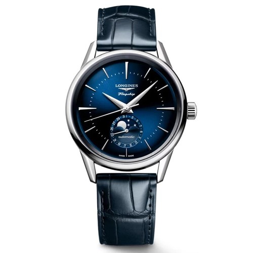 New Longines Flagship Heritage 38.5mm Moonphase Blue Dial Men's Watch L48154922