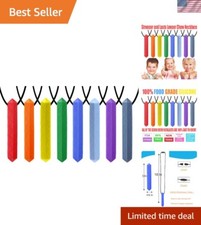 Special Needs Chew Necklace Set - Rainbow Colors, Breakaway Clasp for Safety