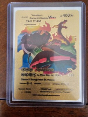 POKEMON Gold Charizard Blastoise Venusaur Vmax Tag Team Card HP 400 Starter