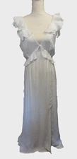 Audrey Parks Francesca's White Ruffle Sleeveless Maxi Dress Angel Wedding Large