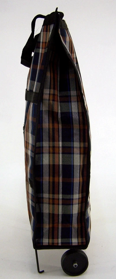 Klapp- Trolley-Tasche blau-braun-weiß- Einfaches & bequemes Einkaufen  - Bild 3 von 4