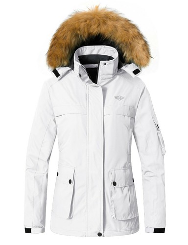 Wantdo Women's Ski Jacket Winter Fleeced Snow Coat Waterproof Fur Hooded Jackets - Picture 38 of 86