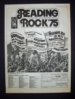Yes Lou Reed Thin Lizzy Supertramp Richard Linda Thompson Reading Rock 1975 Ad