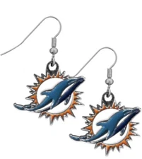 NFL Siskiyou Sports Womens Miami Dolphins Chrome Dangle Earrings