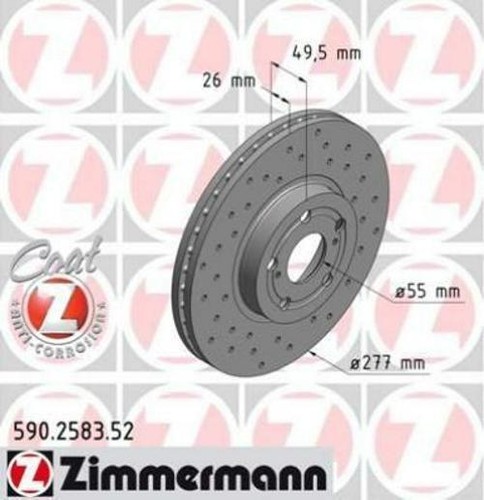 Lot De 2 Disques De Frein Avant ZIMMERMANN Pour Ford Kuga Mk2 - 320mm Ventilés-perforés