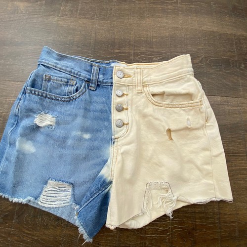 Junior Size 14 Chino Denim Shorts Blue 