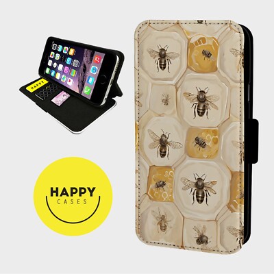PRETTY BEE HONEYCOMB - Kunstleder Flip Handyhülle - iPhone/Samsung