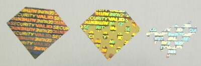 DIG 100 to 1000 Gold Diamond Product Protection Hologram Label Stickers