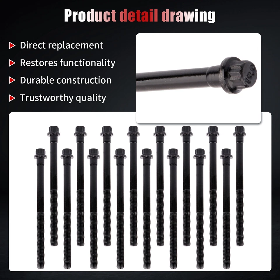 Head Bolts For Kia Optima Magentis Rondo Sportage Hyundai Santa Fe Tucson 2.7L - Image 3 of 4