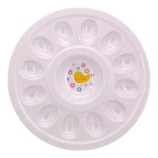 Easter Deviled Egg Serving Platter Plate 12 Egg Tray White Baby Chick 12 inch