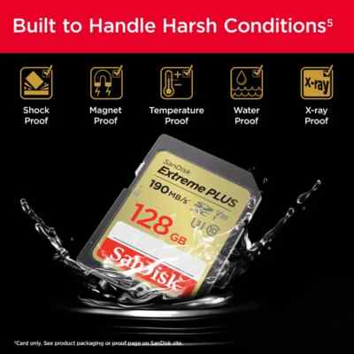 SanDisk Extreme PLUS 128GB 190MB/s SDXC UHS-I Memory Card