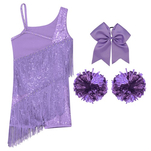 Kids Girls Dress Figure Dance Outfit Ice Skating Uniform Rhinestones Sleeveless - Picture 31 of 68
