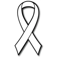 White Lung Cancer Awareness Ribbon Car Magnet Decal Heavy Duty 3.5" x 7"