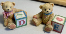 Cherished Teddies Figurines x2  - ABCs - Babies w/ Blocks - 1995 - P. Hillman