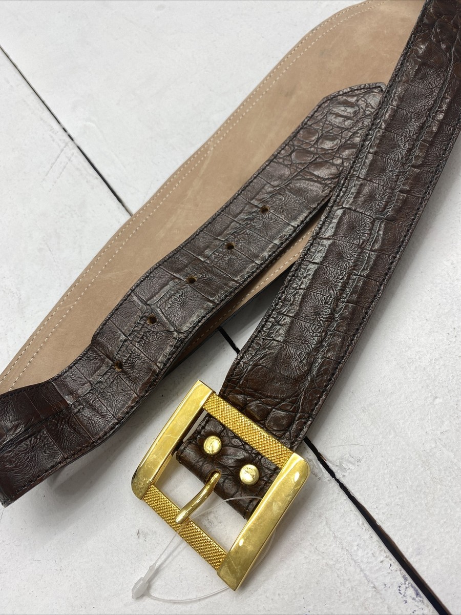 B.B. Simon Vintage Thin Gold Detailed Belt ITALIAN LEATHER BELT WHIT SOWAROVSKI CRYSTAL BUCKLE MADE IN USA main image 4