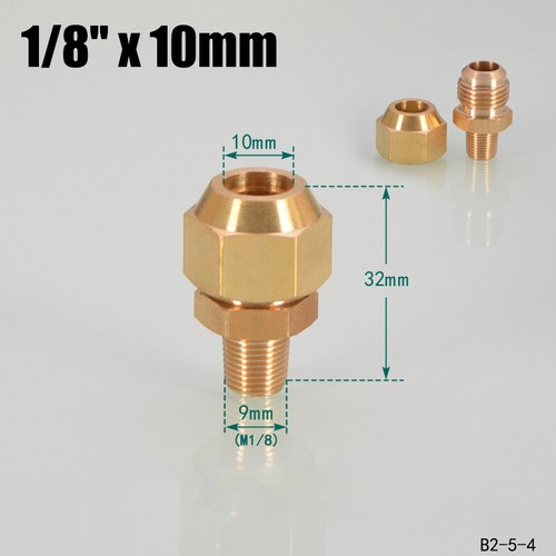 1/8" - 1/2" Flared Fittings Brass Connector Fitting Air Fitting With Nuts 6-12mm - Picture 12 of 23