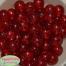20mm Red Glitter Style Acrylic Chunky Bubblegum Beads 20 pc