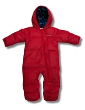 Red Columbia Bunting Snuggly Bunny Down Feather 12-18M Zip up Ski Snow Suit