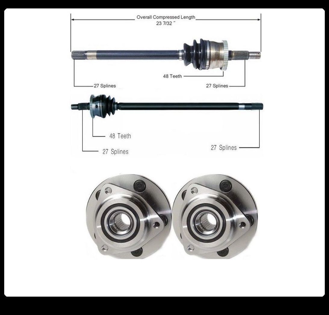 2 x ALBERO DI TRASMISSIONE/ASSE + 2 CUSCINETTI MOZZO RUOTA ANTERIORE JEEP...