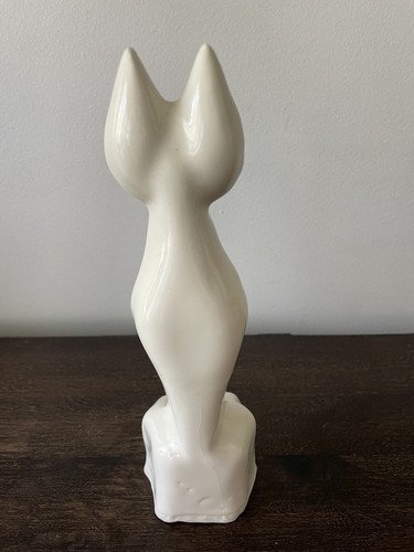 Standing White Cat Ceramic Statue - Bild 4 von 7